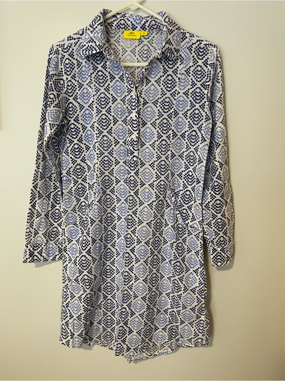 Roller Rabbit White and Blue Long-Sleeve Dress Size XS